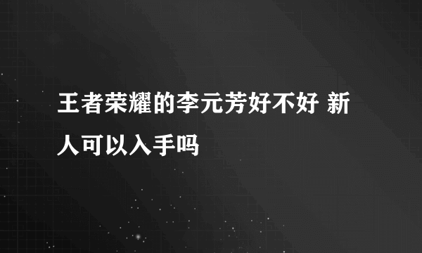 王者荣耀的李元芳好不好 新人可以入手吗