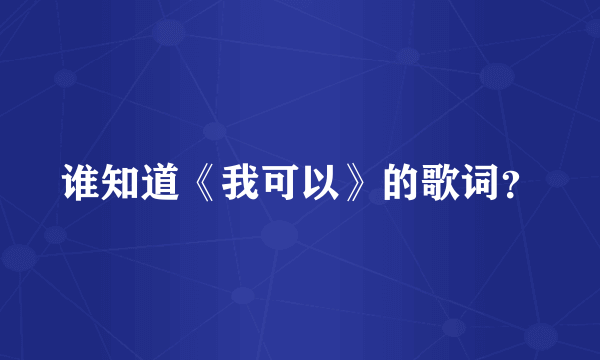 谁知道《我可以》的歌词？