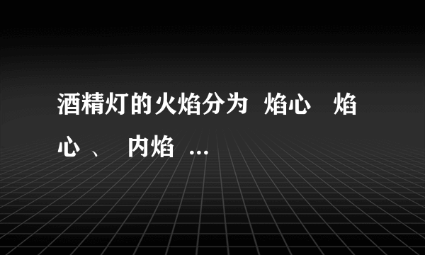 酒精灯的火焰分为  焰心   焰心 、  内焰   内焰 、  外焰   外焰 三部分．给物体加热一般应该用火焰的  外焰   外焰 部分去加热．酒精灯熄灭时，必须用  灯帽   灯帽 盖灭，不能用嘴吹．万一酒精洒出，应立即  用湿布扑盖   用湿布扑盖 ．