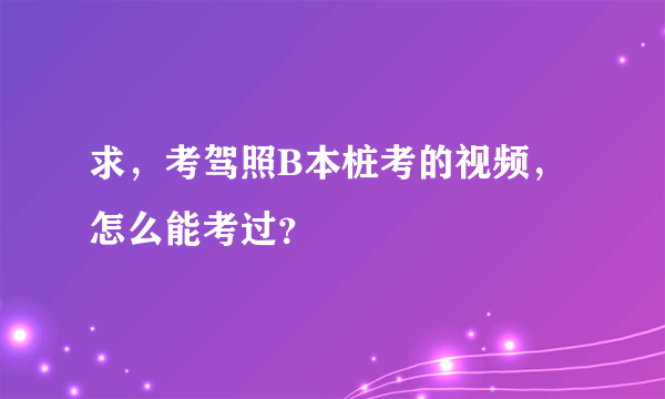 求，考驾照B本桩考的视频，怎么能考过？