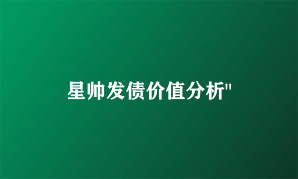 星帅发债价值分析