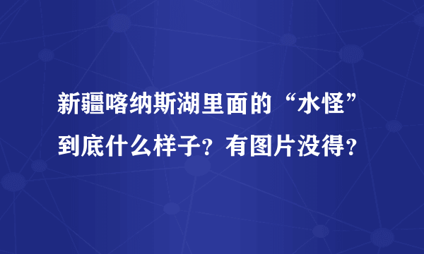 新疆喀纳斯湖里面的“水怪”到底什么样子？有图片没得？