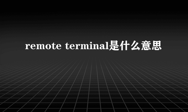 remote terminal是什么意思