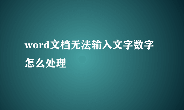 word文档无法输入文字数字怎么处理