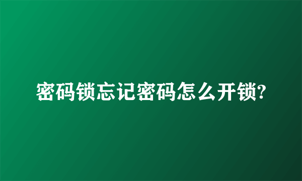 密码锁忘记密码怎么开锁?