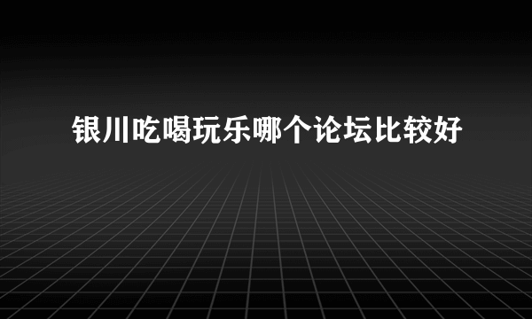 银川吃喝玩乐哪个论坛比较好