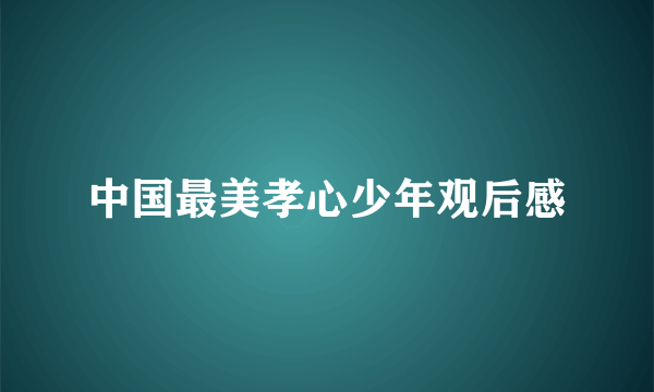 中国最美孝心少年观后感