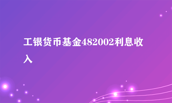 工银货币基金482002利息收入