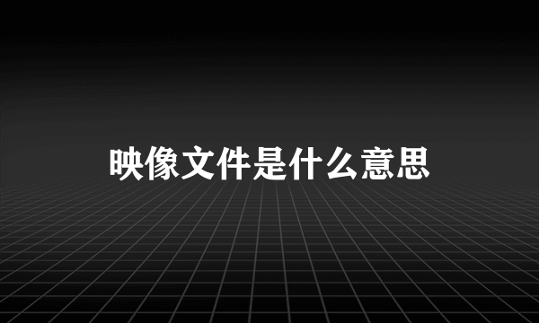 映像文件是什么意思