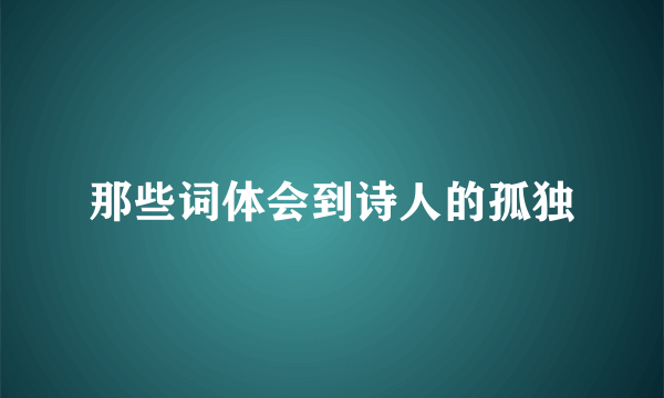 那些词体会到诗人的孤独