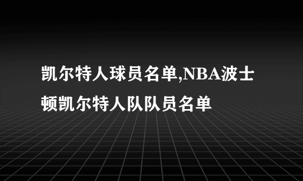 凯尔特人球员名单,NBA波士顿凯尔特人队队员名单
