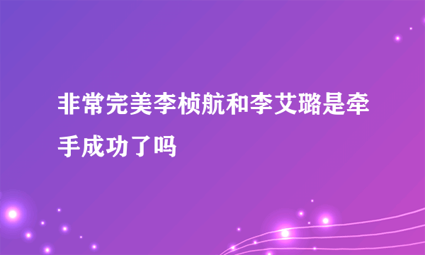 非常完美李桢航和李艾璐是牵手成功了吗