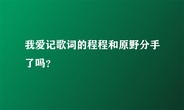 我爱记歌词的程程和原野分手了吗？
