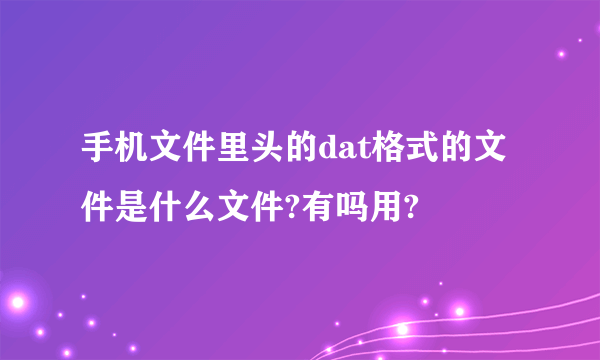 手机文件里头的dat格式的文件是什么文件?有吗用?