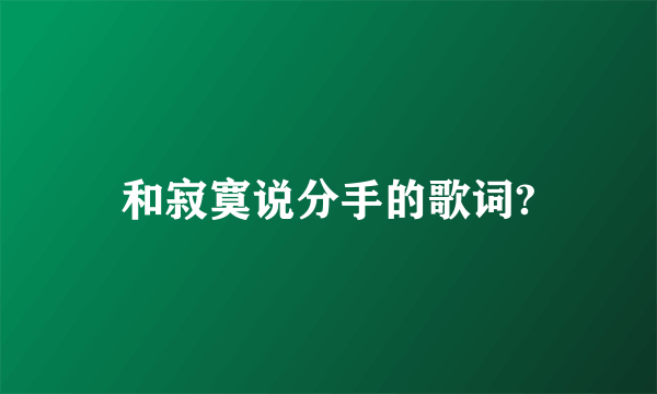 和寂寞说分手的歌词?