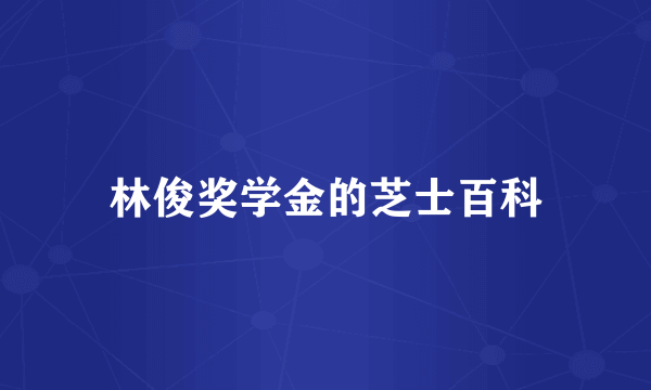 林俊奖学金的芝士百科