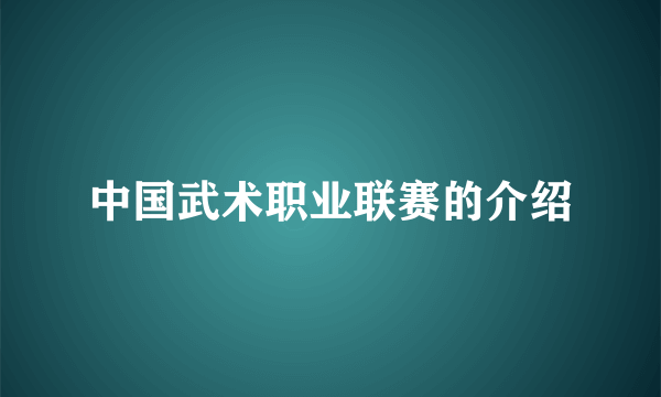 中国武术职业联赛的介绍