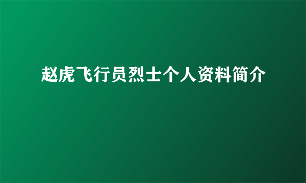 赵虎飞行员烈士个人资料简介
