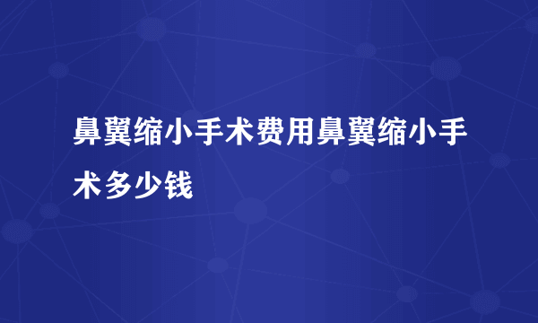 鼻翼缩小手术费用鼻翼缩小手术多少钱