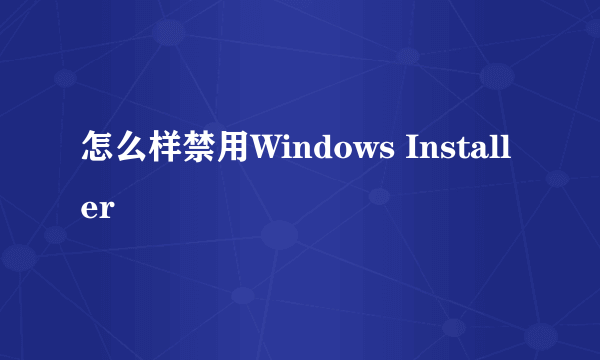 怎么样禁用Windows Installer