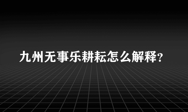 九州无事乐耕耘怎么解释？