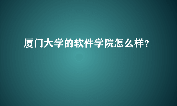 厦门大学的软件学院怎么样？