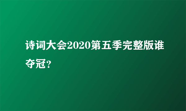 诗词大会2020第五季完整版谁夺冠？