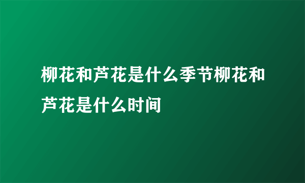 柳花和芦花是什么季节柳花和芦花是什么时间