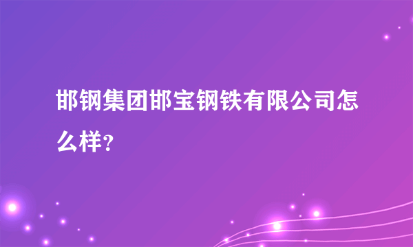 邯钢集团邯宝钢铁有限公司怎么样？