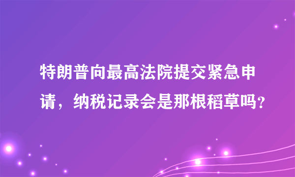 特朗普向最高法院提交紧急申请，纳税记录会是那根稻草吗？