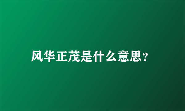 风华正茂是什么意思？
