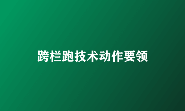 跨栏跑技术动作要领