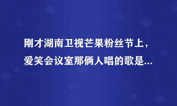 刚才湖南卫视芒果粉丝节上，爱笑会议室那俩人唱的歌是什么啊？