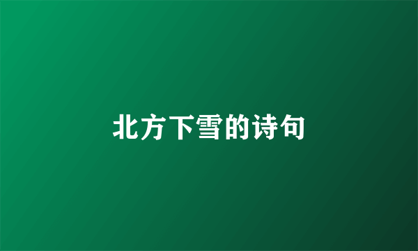 北方下雪的诗句