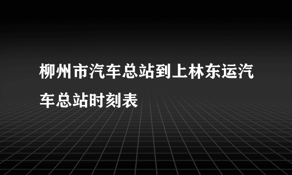柳州市汽车总站到上林东运汽车总站时刻表