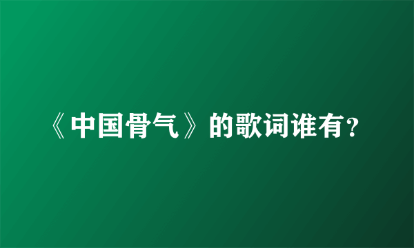 《中国骨气》的歌词谁有？