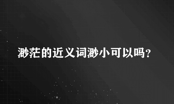 渺茫的近义词渺小可以吗？
