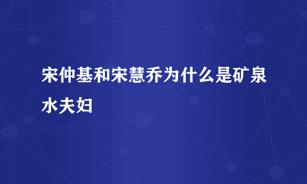 宋仲基和宋慧乔为什么是矿泉水夫妇