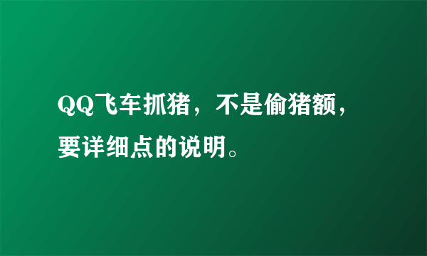 QQ飞车抓猪，不是偷猪额，要详细点的说明。