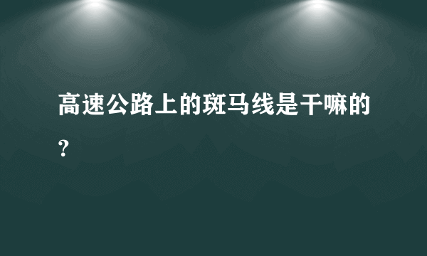高速公路上的斑马线是干嘛的？