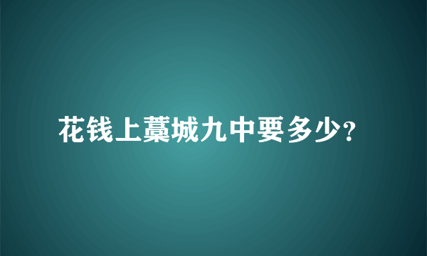 花钱上藁城九中要多少？
