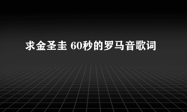 求金圣圭 60秒的罗马音歌词