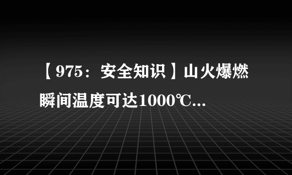 【975：安全知识】山火爆燃瞬间温度可达1000℃以上！防患于未“燃”，这些知识你必须知道
