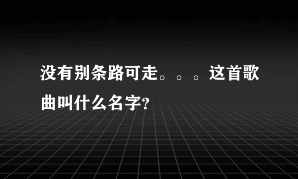 没有别条路可走。。。这首歌曲叫什么名字？