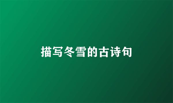 描写冬雪的古诗句