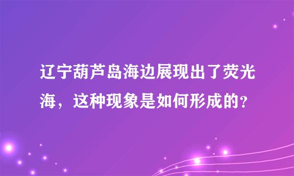 辽宁葫芦岛海边展现出了荧光海，这种现象是如何形成的？