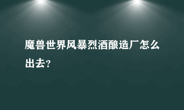 魔兽世界风暴烈酒酿造厂怎么出去？