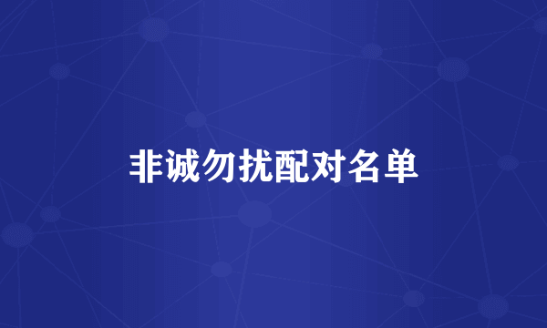 非诚勿扰配对名单