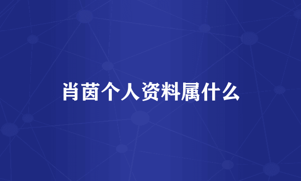 肖茵个人资料属什么