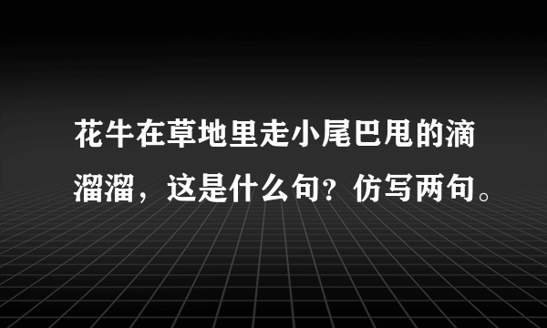 花牛在草地里走小尾巴甩的滴溜溜，这是什么句？仿写两句。